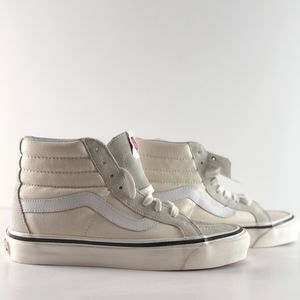 Vans White and Cream High-Top Sneakers